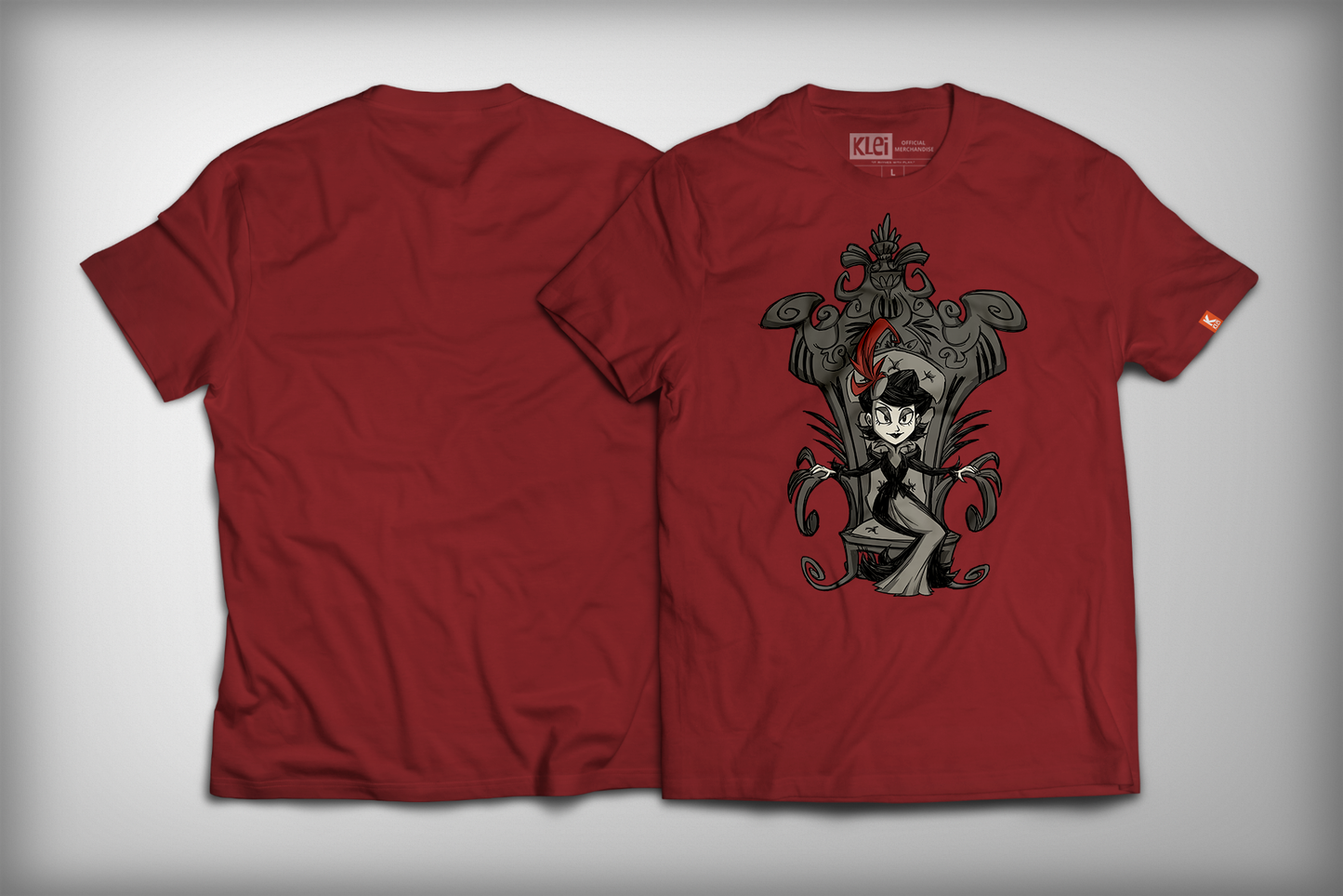Charlie on her Throne Shirt in Cardinal Red Front and Back