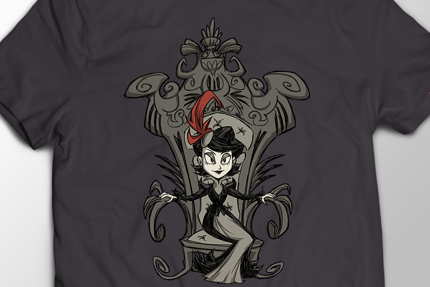 Charlie on her Throne Shirt in Graphite Black Close Up