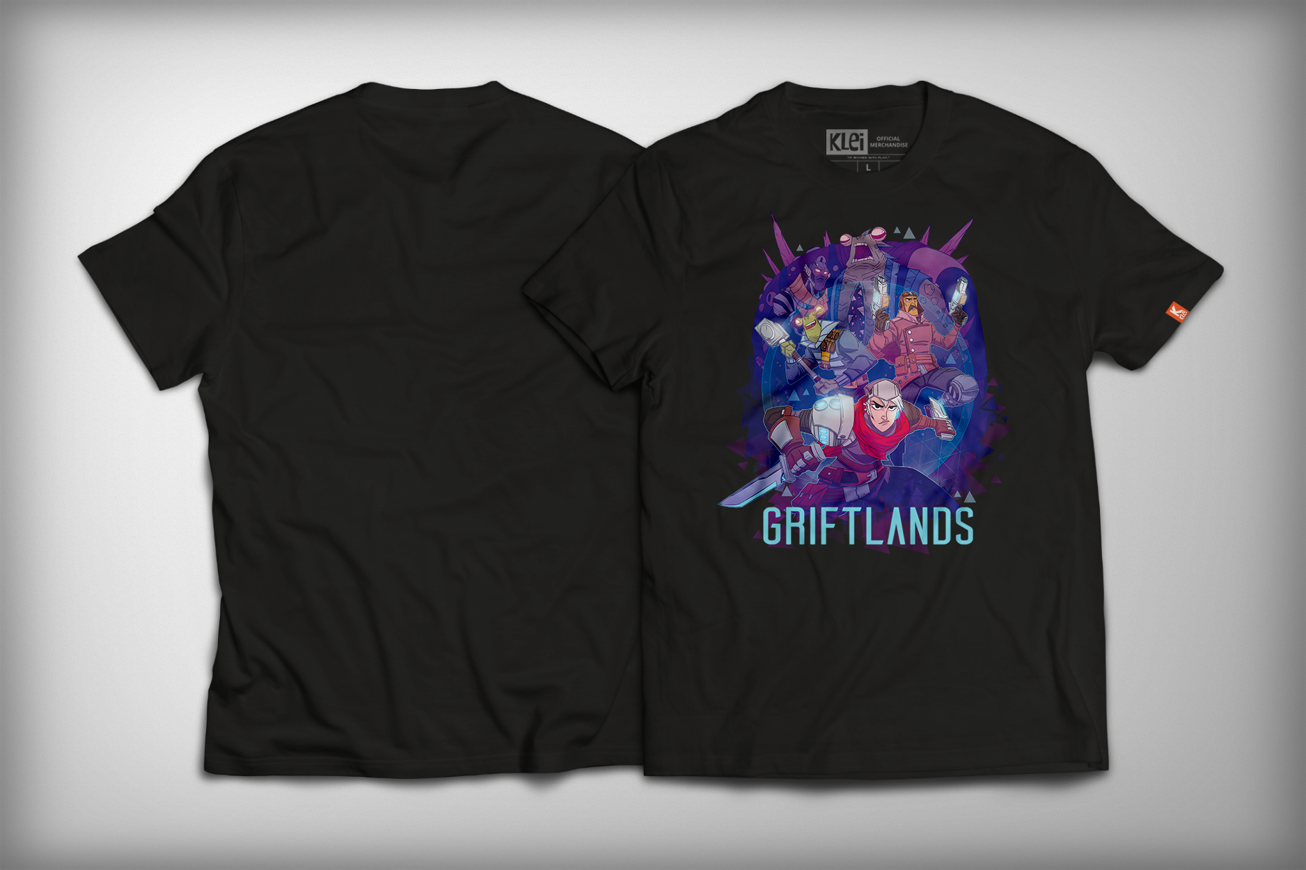 Griftlands shirt front and back featuring Sal, Smith and Rook