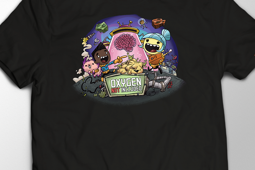 Oxygen Not Included Brain Black Shirt Close Up 