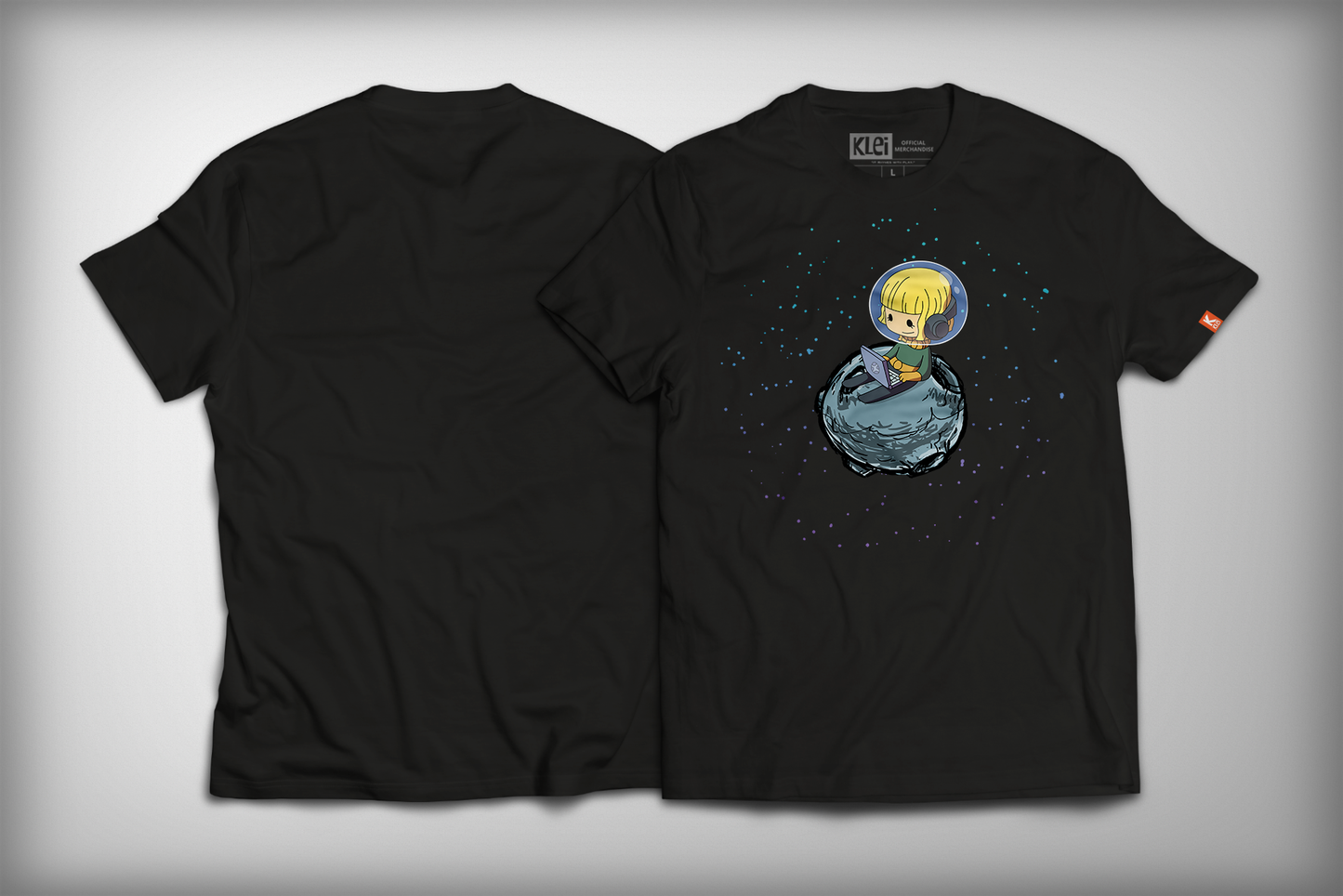 Oxygen Not Included Shirt Ellie in Space Black Front and Back